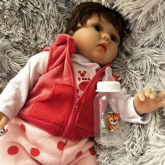 Reborn Baby Girl Doll Cloth Body 3/4 Silicone Vinyl Limbs & Accessories (NEW) - Picture 5 of 15